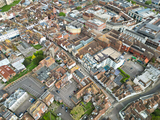 High Angle View of Historical Canterbury City of Southeast England United Kingdom. April 20th,...