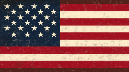 Naklejka premium A vintage-style depiction of the American flag with a distressed texture.