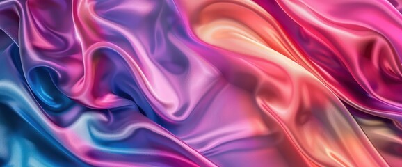 Fototapeta premium Abstract fashion backdrop with shiny silk material in vibrant colors