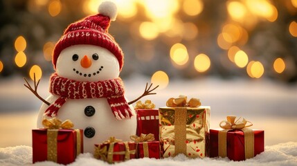 雪だるまとクリスマスプレゼント