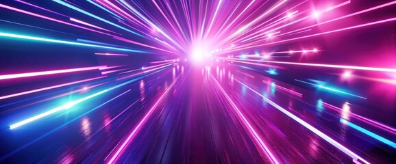 Naklejka premium Abstract neon techno background, rays, glow, futuristic