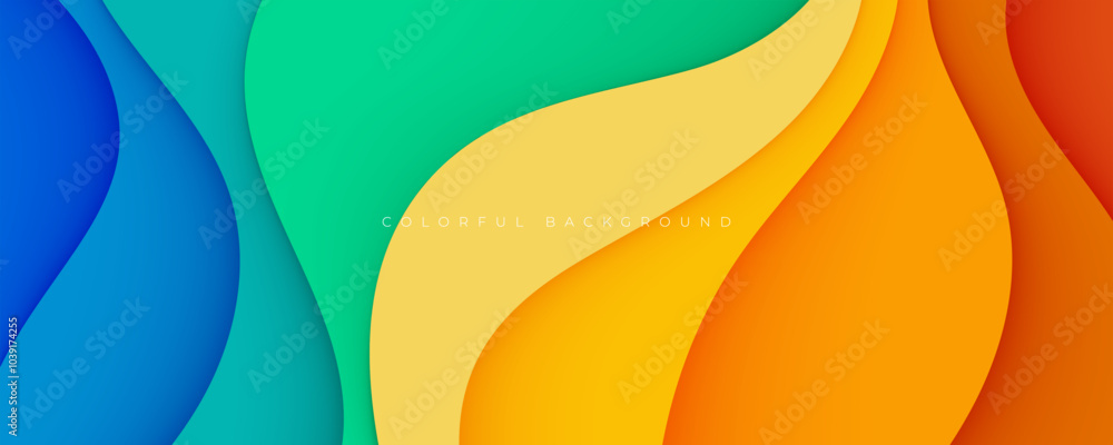 Poster colorful abstract wavy shape background gradient design vector