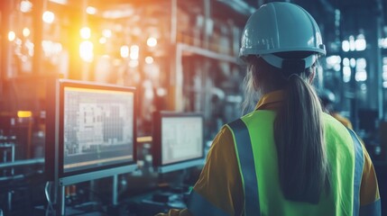 Fototapeta premium Industrial Control Room with Soft Lighting at Power Plant