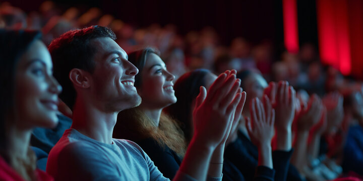 Audience applauding enthusiastically after great movie premiere