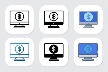 dollar icons with various design styles