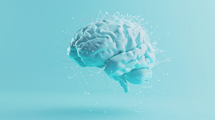 Blue brain with neural connections showcasing futuristic artificial intelligence and neural networks