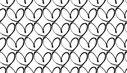 筆タッチのハートマークのパターン背景イラスト