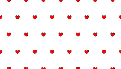 筆タッチのハートマークのパターン背景イラスト