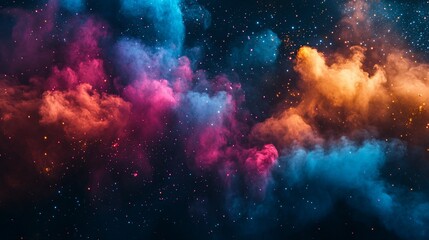 Fototapeta premium Abstract colorful smoke nebula with stars.