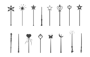 Magic wands svg, Magic wand silhouette, Wand silhouette, Fairy wand svg, Wands svg, Magic stick svg, Wizard wand silhouette, Wand vector bundle.