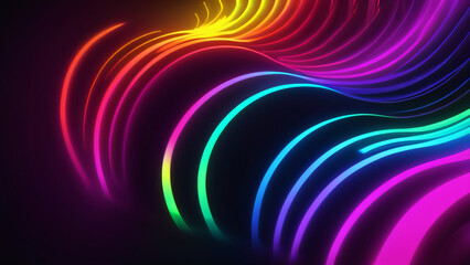 3d render, abstract background with colorful spectrum. Bright neon rays and glowing lines.