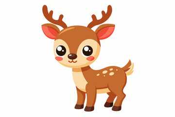 Cute reindeer vector illustration, Christmas baby reindeer vector art, reindeer clip art vector