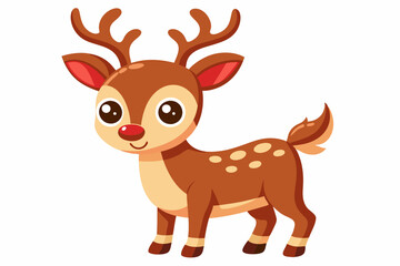 Cute reindeer vector illustration, Christmas baby reindeer vector art, reindeer clip art vector