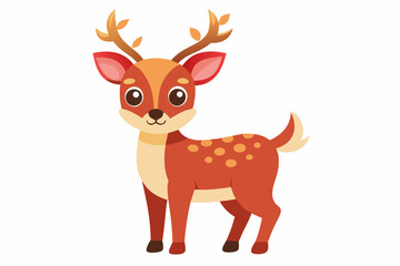 Cute reindeer vector illustration, Christmas baby reindeer vector art, reindeer clip art vector
