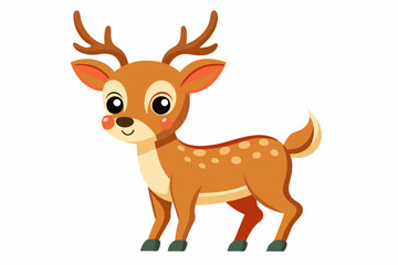 Cute reindeer vector illustration, Christmas baby reindeer vector art, reindeer clip art vector