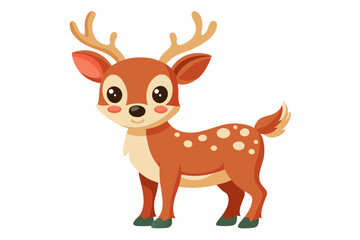 Cute reindeer vector illustration, Christmas baby reindeer vector art, reindeer clip art vector