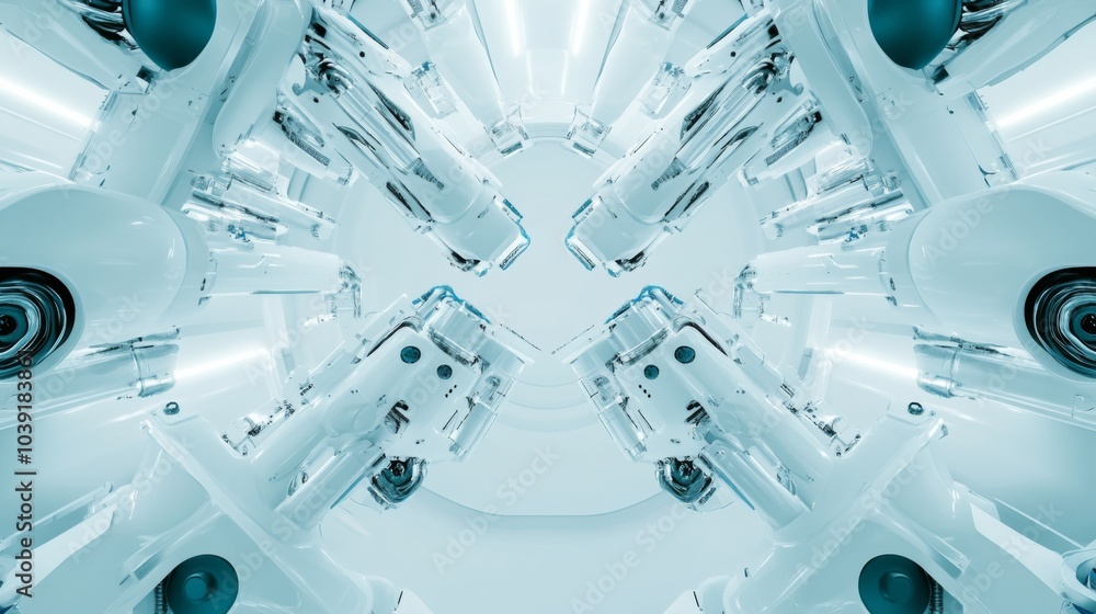 Poster robots assembling in a clean factory environment