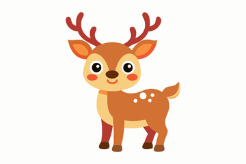Cute reindeer vector illustration, Christmas baby reindeer vector art, reindeer clip art vector