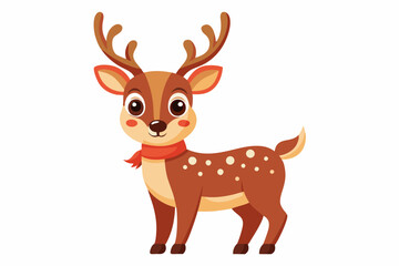 Cute reindeer vector illustration, Christmas baby reindeer vector art, reindeer clip art vector