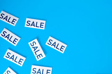 concept of buying and selling with notes on paper with multi-colored background. with copy space.