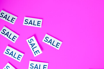 concept of buying and selling with notes on paper with multi-colored background. with copy space.