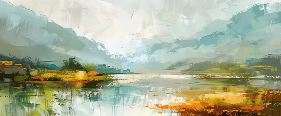 Oil Painting Abstract Landscape Background