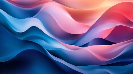 Abstract background with soft, flowing, wavy lines in blue, pink, and red colors.