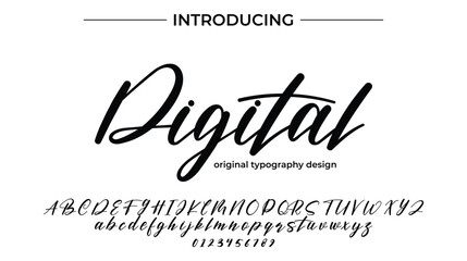 Digital Font Stylish brush painted an uppercase vector letters, alphabet, typeface