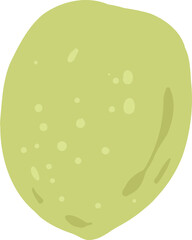 Cartoon green olives. Organic olive leaf branch, organic vegetarian food for logo design, natural green olives healthy product. Vector isolated icon on white background