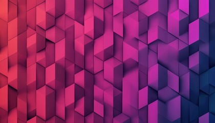 Obraz premium Vibrant geometric pattern with 3D cubes, showcasing a blend of pink and purple hues on a digital backdrop.