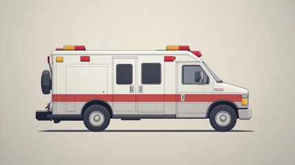 Ambulance Side View Illustration