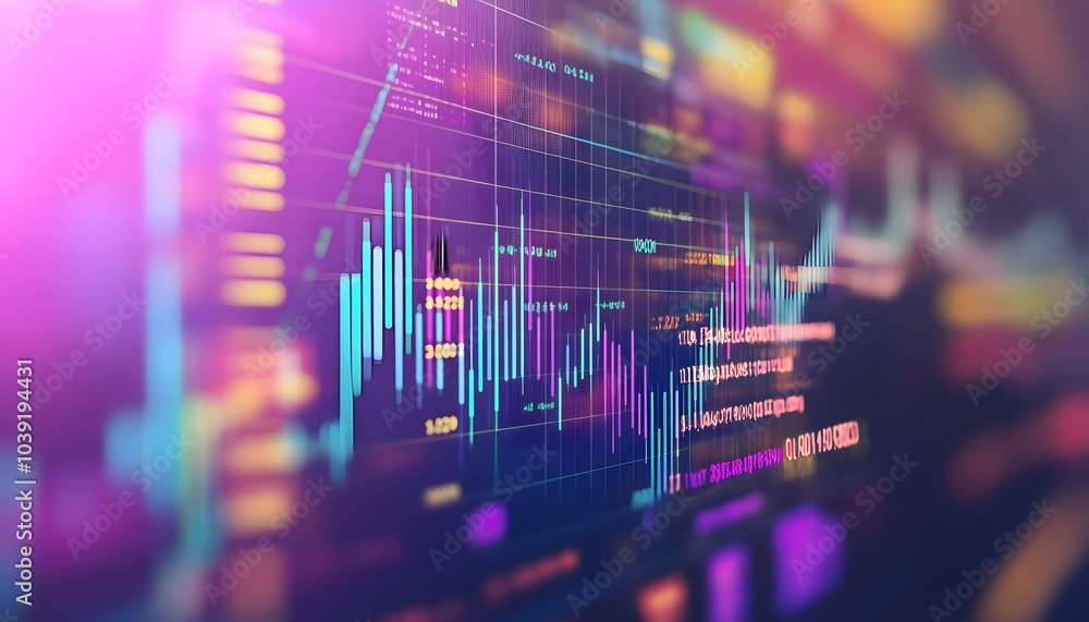 Poster a vibrant, digital representation of data analytics featuring colorful charts and graphs illustratin