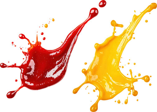 Red and yellow liquid splatters