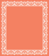 Decorative frame Elegant vector element for design in Eastern style, place for text. Floral pink and white border. Lace illustration for invitations and greeting cards