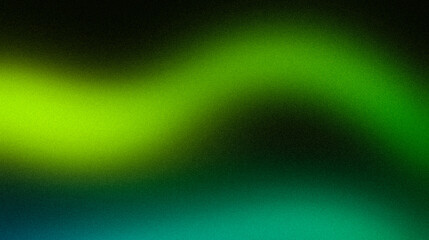 Abstract dark green blue black color wave glowing grainy gradient backdrop design, copy space