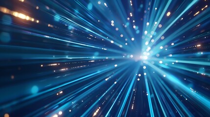 Naklejka premium Digital technology blue abstract luminous light speed poster web page PPT background