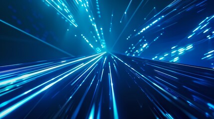 Fototapeta premium Digital technology blue abstract luminous light speed poster web page PPT background