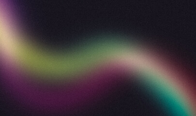 Abstract dark green blue purple black color wave glowing grainy gradient backdrop design, copy space