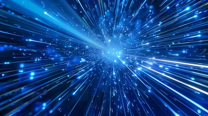 Fototapeta premium Digital technology blue abstract luminous light speed poster web page PPT background