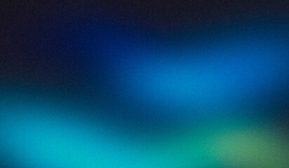 Abstract dark blue green black color wave glowing grainy gradient backdrop design, copy space