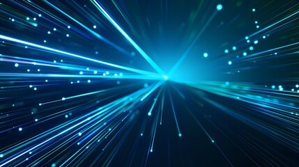 Fototapeta premium Digital technology blue abstract luminous light speed poster web page PPT background