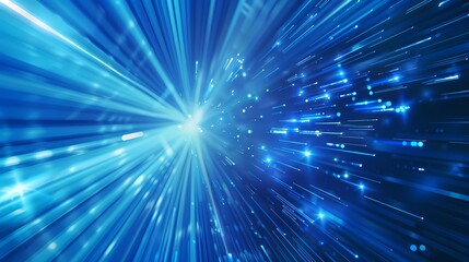 Naklejka premium Digital technology blue abstract luminous light speed poster web page PPT background