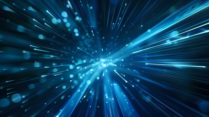 Naklejka premium Digital technology blue abstract luminous light speed poster web page PPT background