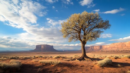 Naklejka premium Solitary Tree in Barren Landscape
