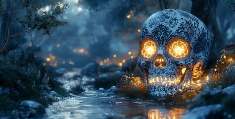 Fototapeta premium a skull with lights on it