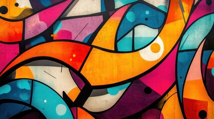 Abstract Colorful Urban Graffiti Art on Wall Texture