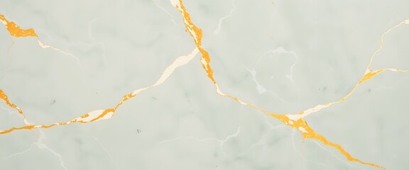 Fototapeta premium Mint Green Marble with Gold Veins Background