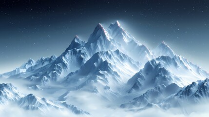 Digital technology snow mountain scenery poster web page PPT background with generative