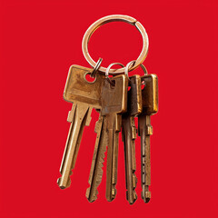 keys on red background. house keys