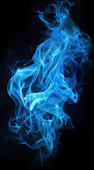 Blue Flames Burning Bright Against a Dark Background